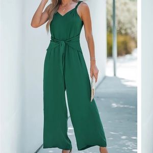 NWT Cupshe Emerald Knotted Belt Jumpsuit XL